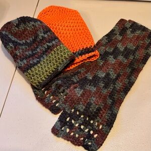 NWT Hand Crocheted Scarf & Matching Beanies (set of 3)
